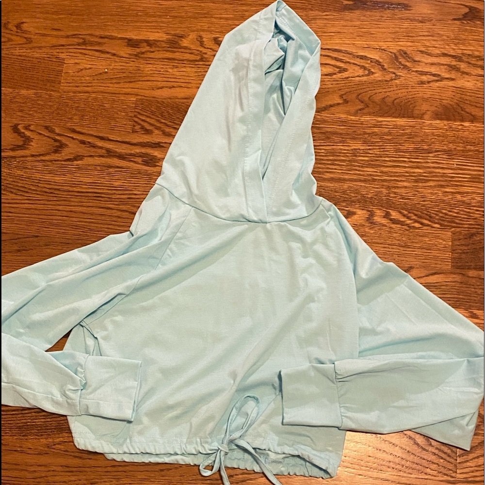 blue long sleeve shirt with hood!!!